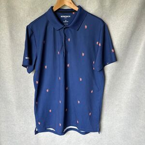 Bonobos Slim-Fit Performance Golf Shirt Mens M Navy Blue Cocktails Preppy